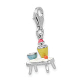 Goldia Sterling Silver Enameled Table and Bowls W/Lobster Clasp Charm