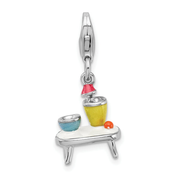 Goldia Sterling Silver Enameled Table and Bowls W/Lobster Clasp Charm