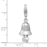 Sterling Silver Amore La Vita Rhodium-pl CZ FWC Pearl Wedding Bell Charm