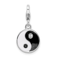 Sterling Silver Enamel And Swarovski Elements Yin And Yang Charm