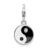 Sterling Silver Enamel And Swarovski Elements Yin And Yang Charm