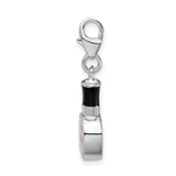 Sterling Silver Enamel Nail Polish Bottle W/ Lobster Claw Clasp Charm
