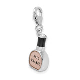 Sterling Silver Enamel Nail Polish Bottle W/ Lobster Claw Clasp Charm