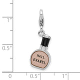 Sterling Silver Enamel Nail Polish Bottle W/ Lobster Claw Clasp Charm