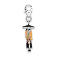 Dads/Grads Sterling Silver Enamel Grad Girl with Lobster Clasp Charm