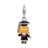 Dads/Grads Sterling Silver Enamel Grad Girl with Lobster Clasp Charm