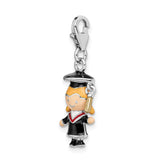 Dads/Grads Sterling Silver Enamel Grad Girl with Lobster Clasp Charm
