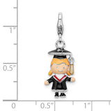 Dads/Grads Sterling Silver Enamel Grad Girl with Lobster Clasp Charm
