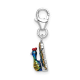 Goldia Sterling Silver Enamel Peacock W/Lobster Claw Clasp Charm