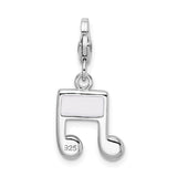 Sterling Silver Swarovski Element Music Note w/ Lobster Clasp Charm