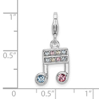 Sterling Silver Swarovski Element Music Note w/ Lobster Clasp Charm