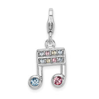 Sterling Silver Swarovski Element Music Note w/ Lobster Clasp Charm