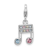 Sterling Silver Swarovski Element Music Note w/ Lobster Clasp Charm