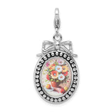 Goldia Sterling Silver Framed Bouquet of Flowers W/Lobster Clasp Charm