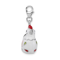 925 Sterling Silver and Enamel Rooster with Lobster Clasp Charm