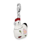 925 Sterling Silver and Enamel Rooster with Lobster Clasp Charm