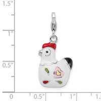 925 Sterling Silver and Enamel Rooster with Lobster Clasp Charm