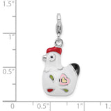 925 Sterling Silver and Enamel Rooster with Lobster Clasp Charm