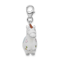 Goldia Sterling Silver and Enamel Horse W/Lobster Claw Clasp Charm