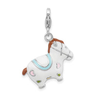 Goldia Sterling Silver and Enamel Horse W/Lobster Claw Clasp Charm