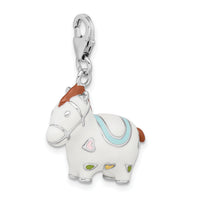 Goldia Sterling Silver and Enamel Horse W/Lobster Claw Clasp Charm