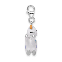 Goldia Sterling Silver and Enamel Cat W/Lobster Claw Clasp Charm