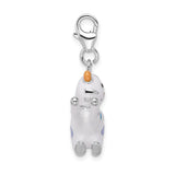Goldia Sterling Silver and Enamel Cat W/Lobster Claw Clasp Charm