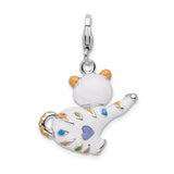 Goldia Sterling Silver and Enamel Cat W/Lobster Claw Clasp Charm