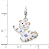 Goldia Sterling Silver and Enamel Cat W/Lobster Claw Clasp Charm
