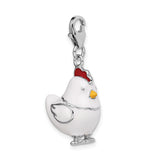 Goldia Sterling Silver and Enamel Chicken W/Lobster Claw Clasp Charm