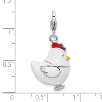 Goldia Sterling Silver and Enamel Chicken W/Lobster Claw Clasp Charm