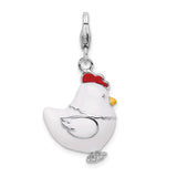 Goldia Sterling Silver and Enamel Chicken W/Lobster Claw Clasp Charm