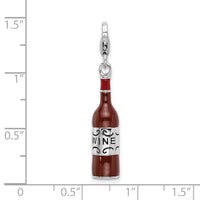 Goldia Sterling Silver and Enamel Red Wine Bottle W/Lobster Claw Clasp Charm