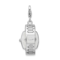925 Sterling Silver and Enamel Wristwatch with Lobster Clasp Charm