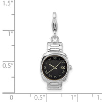 925 Sterling Silver and Enamel Wristwatch with Lobster Clasp Charm