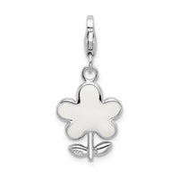 Sterling Silver Rhodium Enameled Flower w/Lobster Clasp Charm