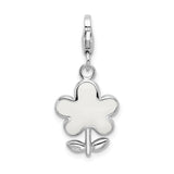 Sterling Silver Rhodium Enameled Flower w/Lobster Clasp Charm
