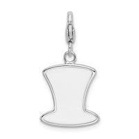 Sterling Silver Rhodium Enameled USA Hat w/Lobster Clasp Charm