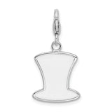 Sterling Silver Rhodium Enameled USA Hat w/Lobster Clasp Charm