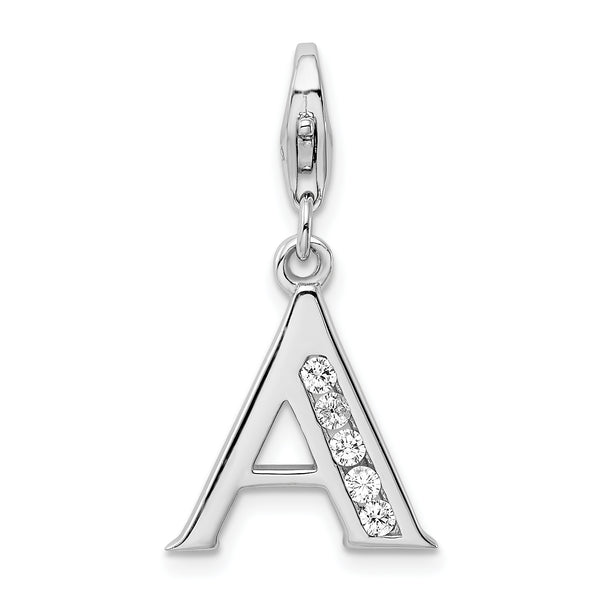 Adornica Diamonds Amore LaVita Sterling Silver CZ Letter A with Lobster Clasp Charm