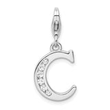 Sterling Silver CZ Letter C W/Lobster Claw Clasp Clasp Charm Charms