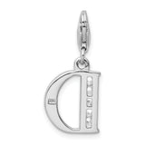 Sterling Silver CZ Letter D with Lobster Clasp Charm