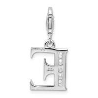 Sterling Silver CZ Letter E with Lobster Clasp Charm