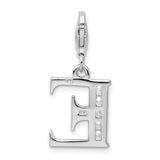 Sterling Silver CZ Letter E with Lobster Clasp Charm