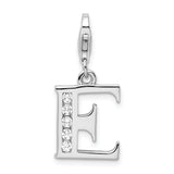 Sterling Silver CZ Letter E with Lobster Clasp Charm