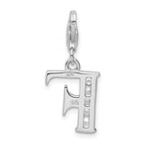Sterling Silver CZ Letter F with Lobster Clasp Charm