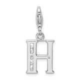Sterling Silver CZ Letter H W/Lobster Claw Clasp Clasp Charm Charms
