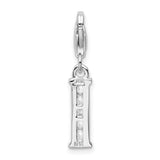 Sterling Silver CZ Letter I with Lobster Clasp Charm