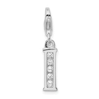 Sterling Silver CZ Letter I with Lobster Clasp Charm