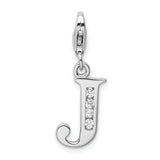 Adornica Diamonds Sterling Silver Amore La Vita Rhodium-plated CZ Letter J Initial Charm